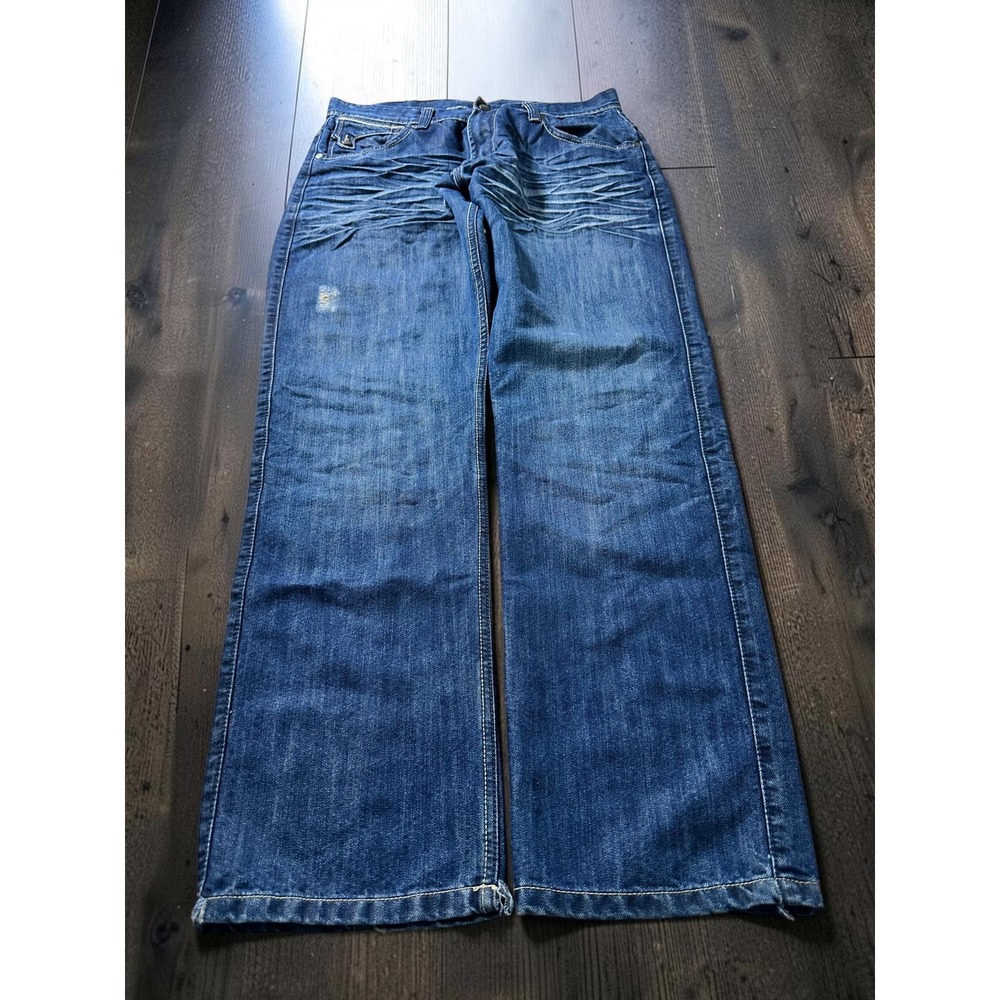 Jordan Craig Jeans Mens 36x32 Blue Baggy Wide Leg Distressed Y2K Hip Hop